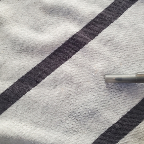 Free People oversized hi-low black gray striped cotton frayed blouse tunic top - Picture 11 of 11